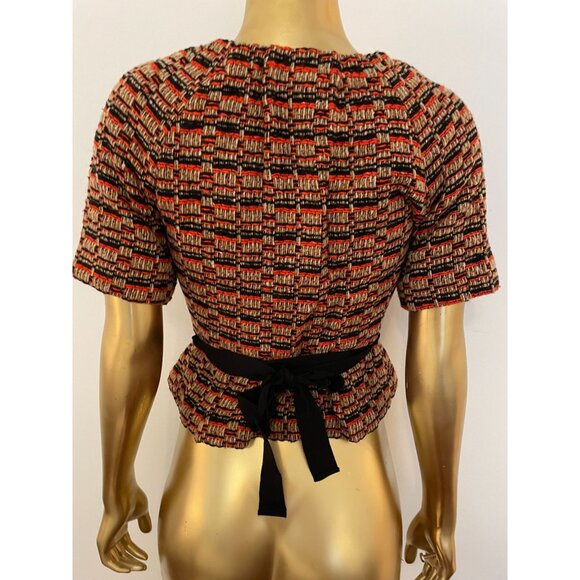 Anthropologie Elevenses Short Sleeve Button Blazer Bow Belted Y2K Cottagecore - Picture 8 of 16